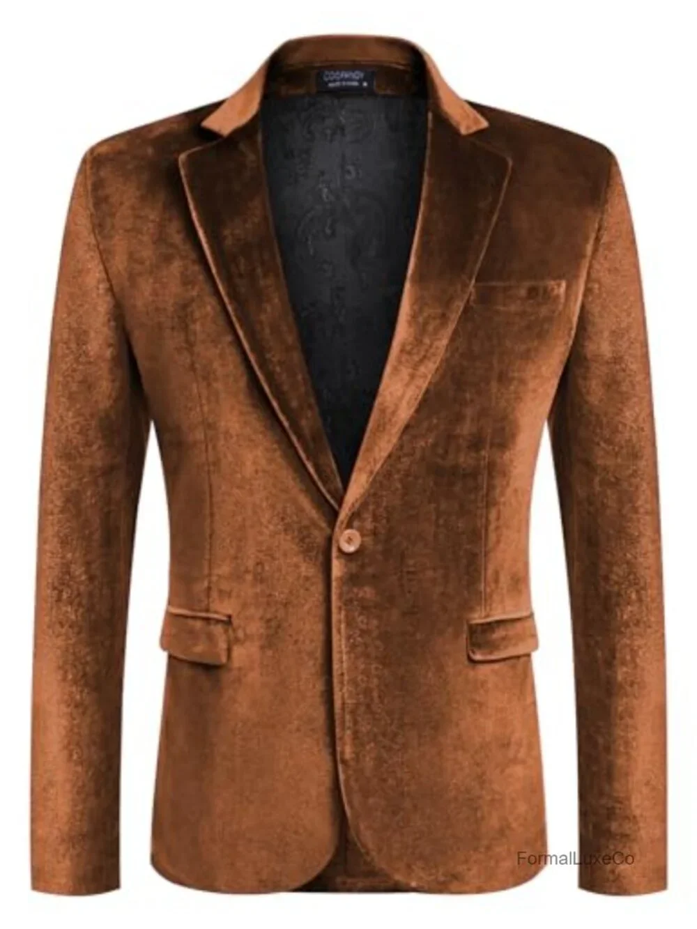 Velvet Blazer Notched Lapel One Button Tuxedo Jacket Men's Suit Coat
